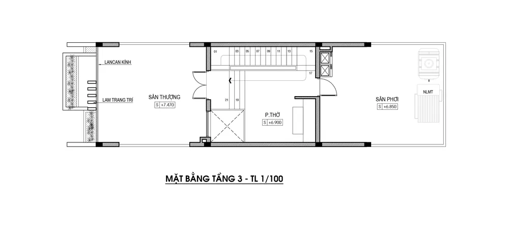 mặt bằng công năng tầng 3 an's house