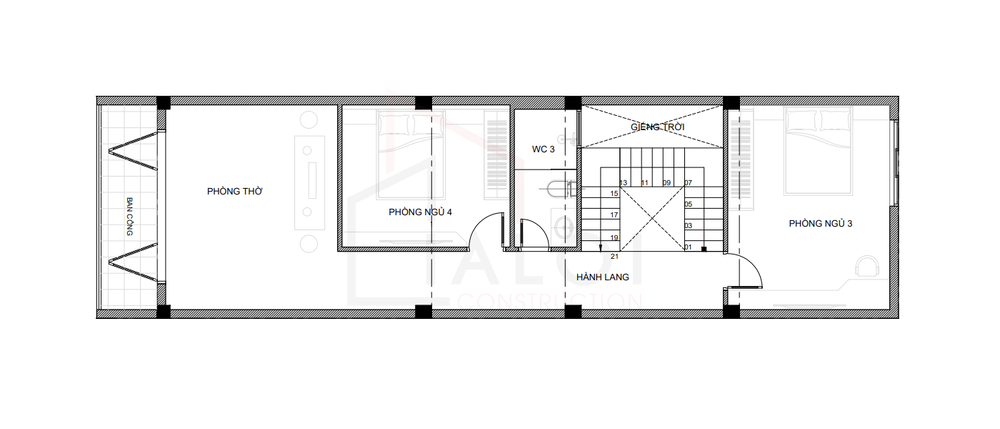 mặt bằng tầng 3 T's House