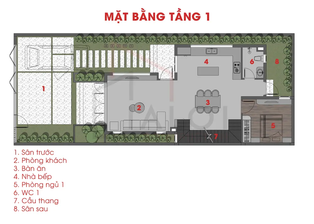 Mặt bằng tầng 1 Thao's House