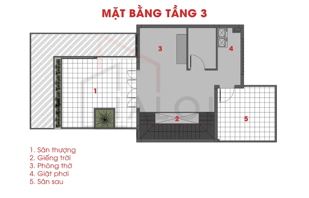 Mặt bằng tầng 3 Thao's House