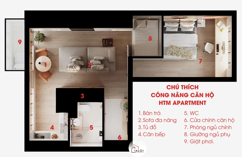 view nội thất căn hộ HTM Apartment